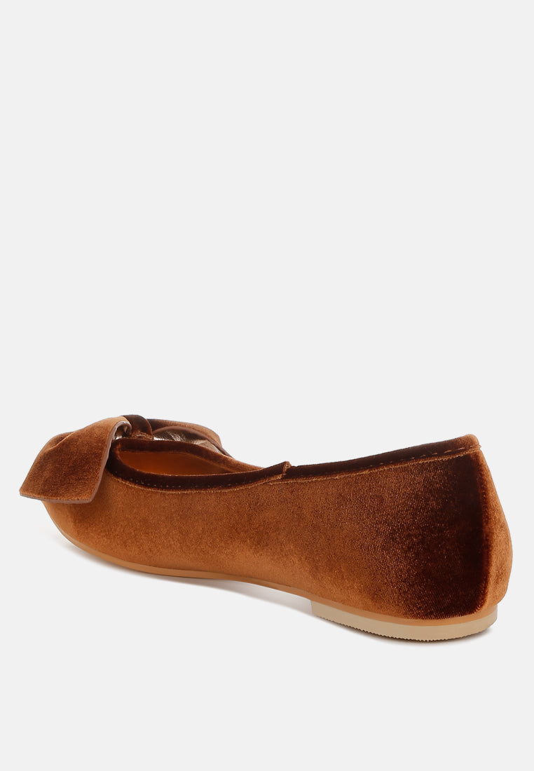  Pothos Luxurious Velvet Bow Ballerinas