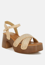  Qasa Studded Raffia Clog Sandals