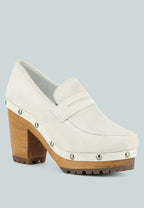  OSAGE White Clogs Loafers In Fine Suede