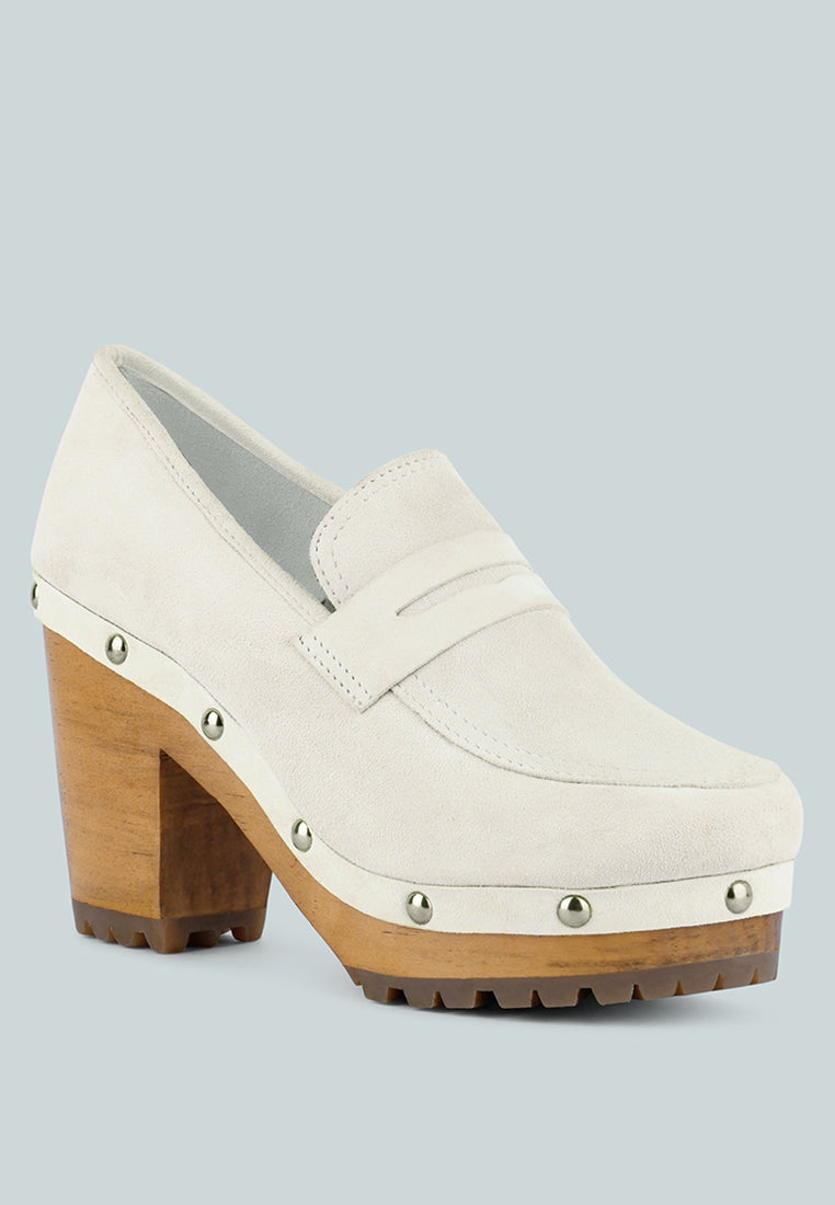  OSAGE White Clogs Loafers In Fine Suede
