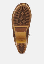  HURON Brown Fine Suede Patchwork Ankle Boots