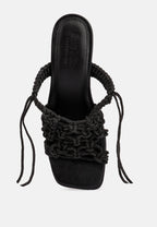  BEROE Black Braided Handcrafted Lace Up Sandal