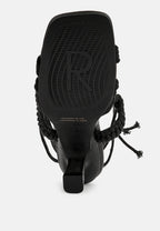  BEROE Black Braided Handcrafted Lace Up Sandal