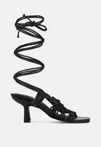  BEROE Black Braided Handcrafted Lace Up Sandal