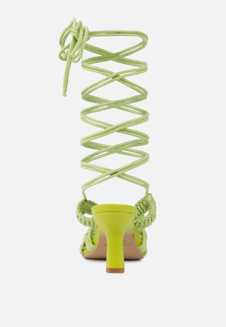  BEROE Green Braided Handcrafted Lace Up Sandal