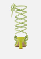  BEROE Green Braided Handcrafted Lace Up Sandal