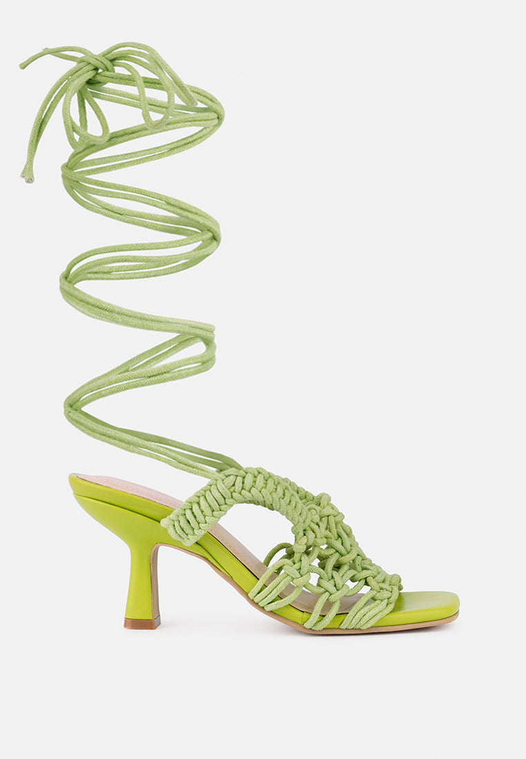  BEROE Green Braided Handcrafted Lace Up Sandal