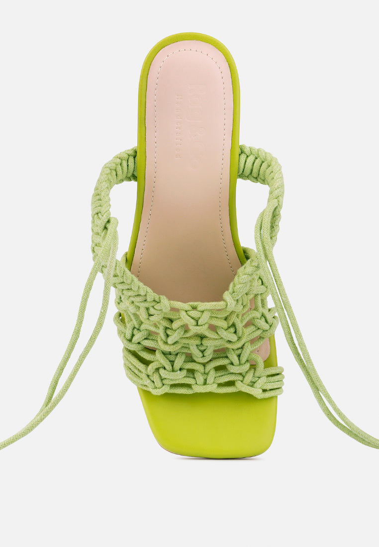  BEROE Green Braided Handcrafted Lace Up Sandal