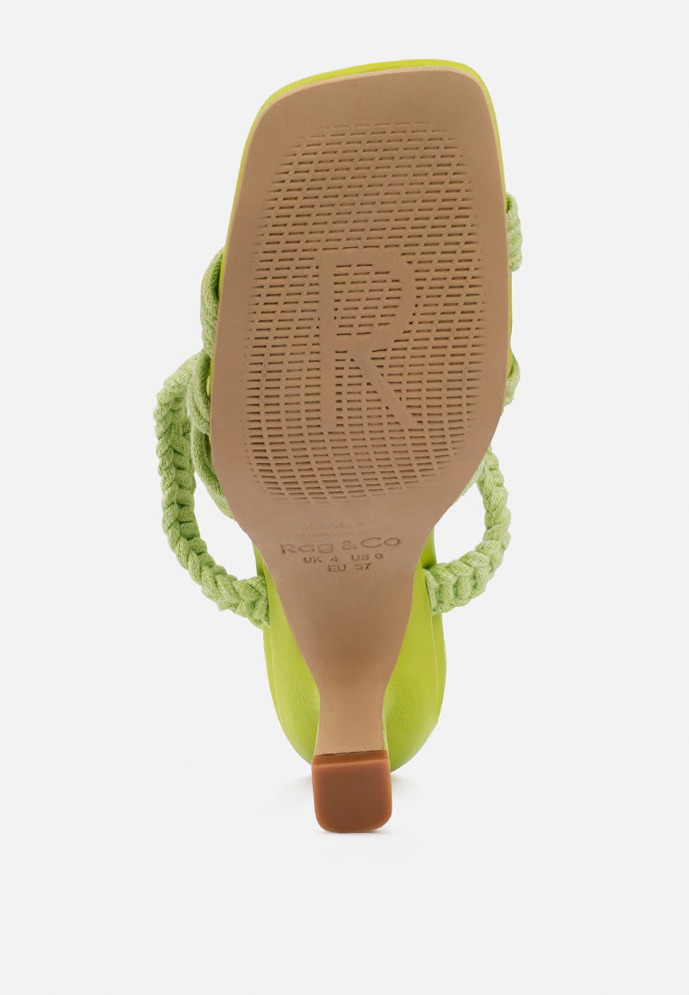  BEROE Green Braided Handcrafted Lace Up Sandal