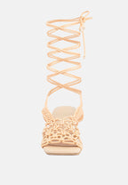  BEROE Latte Braided Handcrafted Lace Up Sandal
