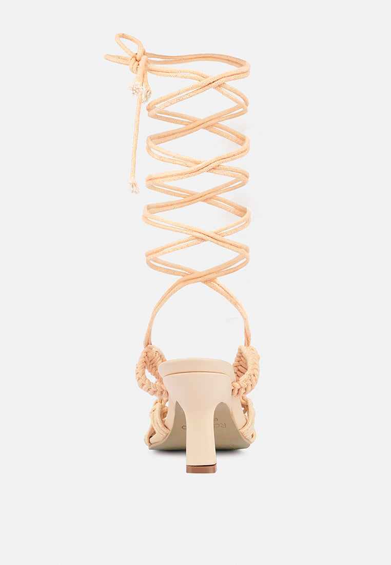  BEROE Latte Braided Handcrafted Lace Up Sandal