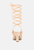  BEROE Latte Braided Handcrafted Lace Up Sandal