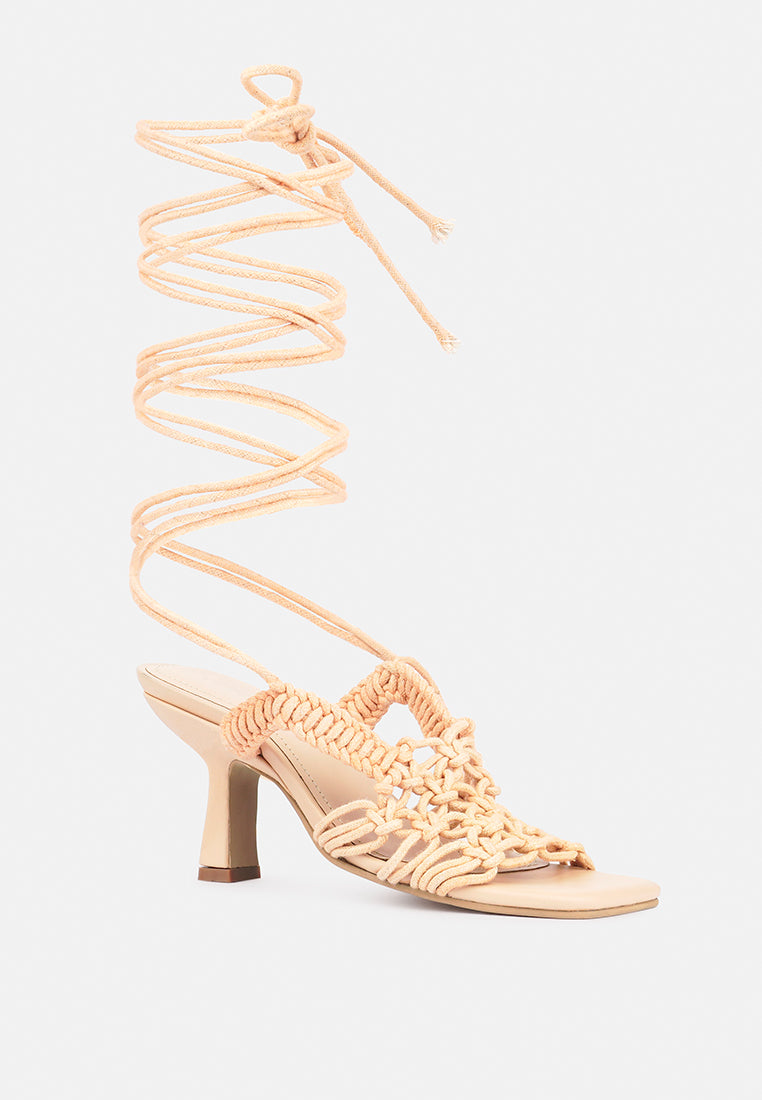  BEROE Latte Braided Handcrafted Lace Up Sandal