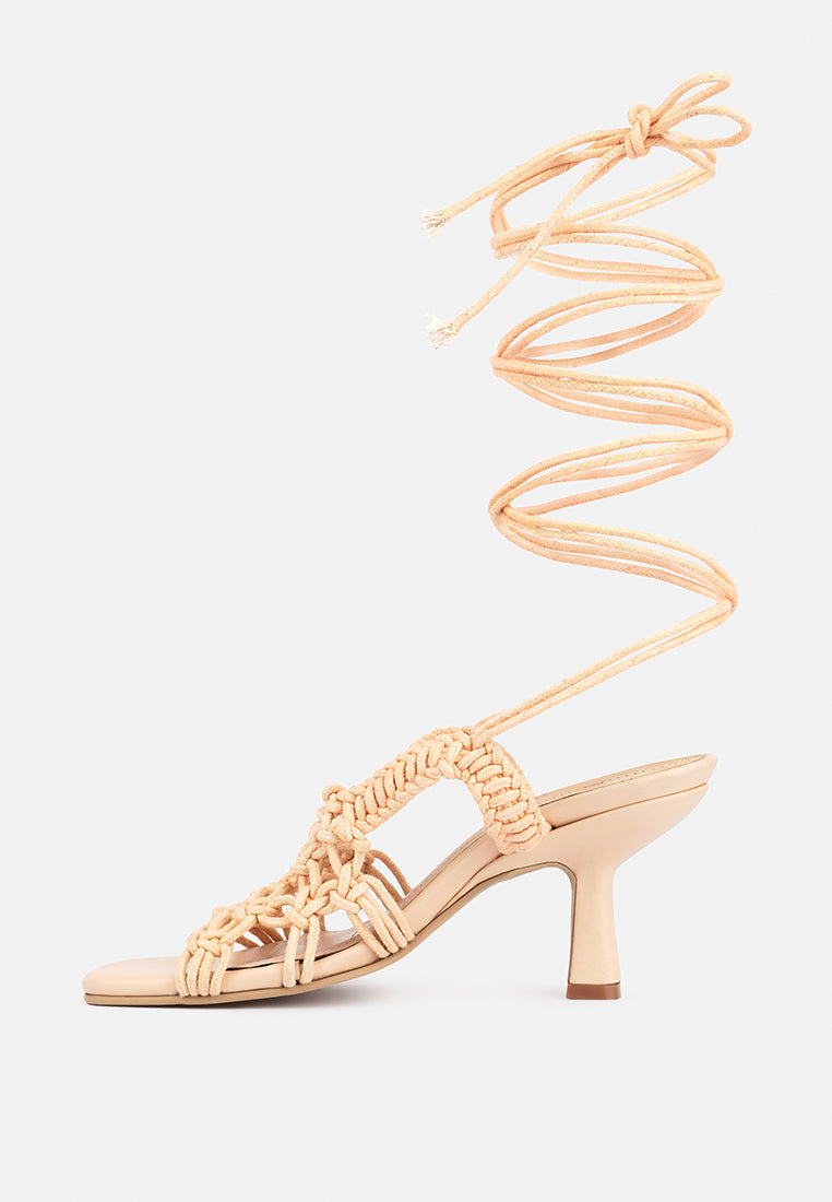  BEROE Latte Braided Handcrafted Lace Up Sandal
