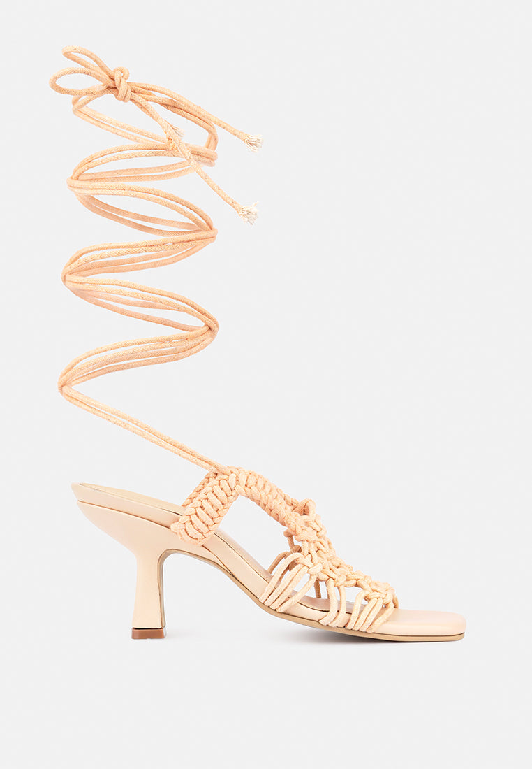  BEROE Latte Braided Handcrafted Lace Up Sandal