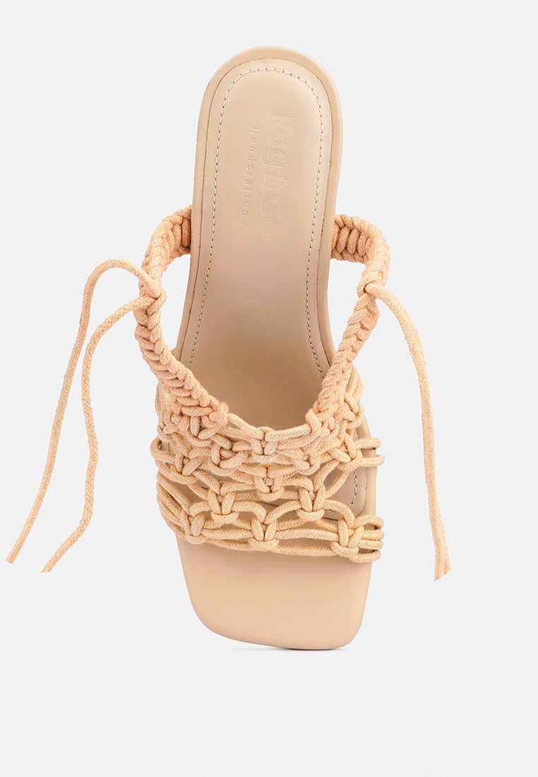  BEROE Latte Braided Handcrafted Lace Up Sandal