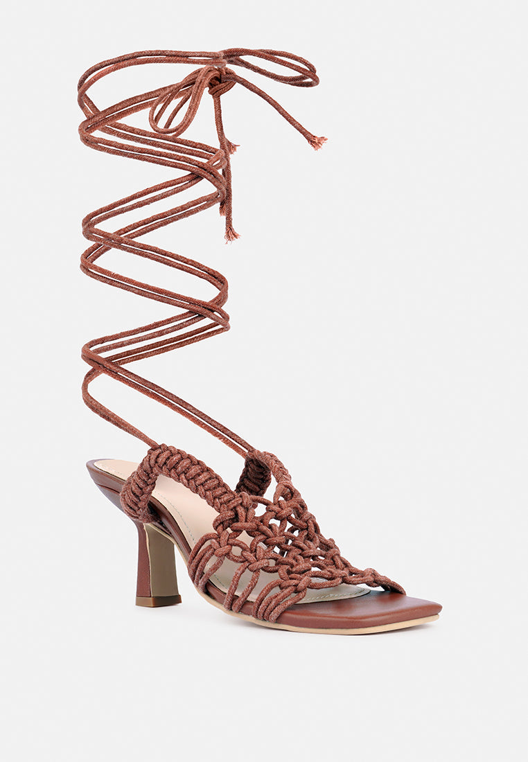  BEROE Mocca Braided Handcrafted Lace Up Sandal