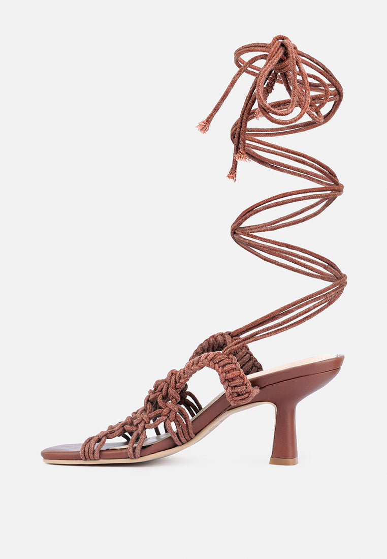  BEROE Mocca Braided Handcrafted Lace Up Sandal