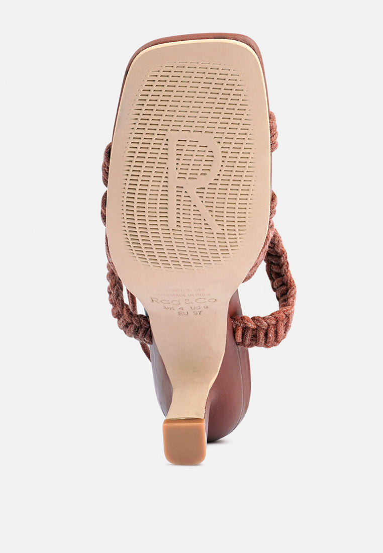  BEROE Mocca Braided Handcrafted Lace Up Sandal