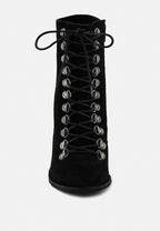  GOOSE-FEATHER Antique Black High Heeled Ankle Boot