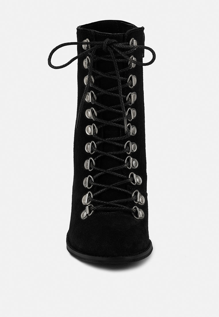  GOOSE-FEATHER Antique Black High Heeled Ankle Boot