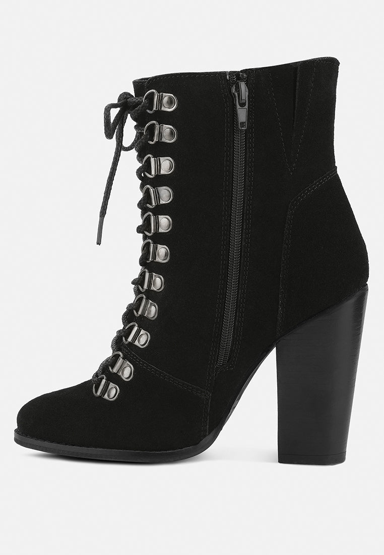  GOOSE-FEATHER Antique Black High Heeled Ankle Boot