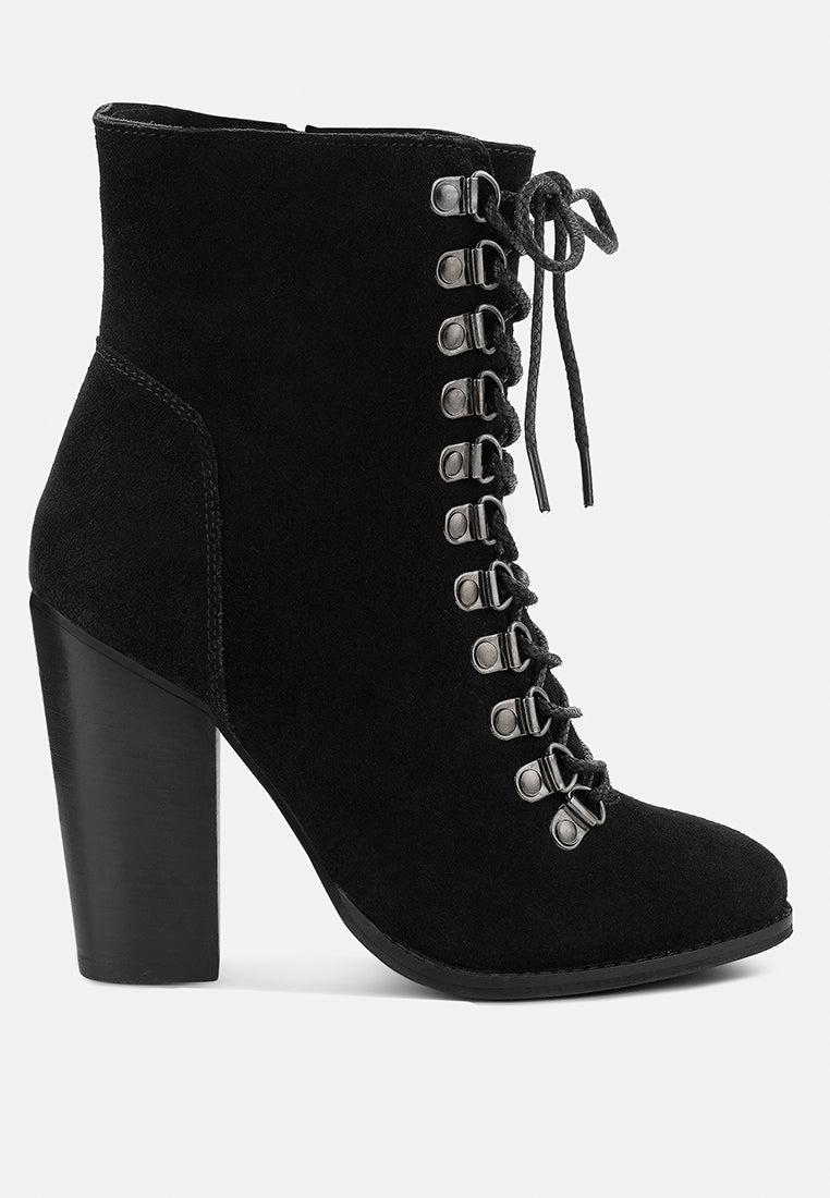  GOOSE-FEATHER Antique Black High Heeled Ankle Boot