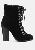  GOOSE-FEATHER Antique Black High Heeled Ankle Boot