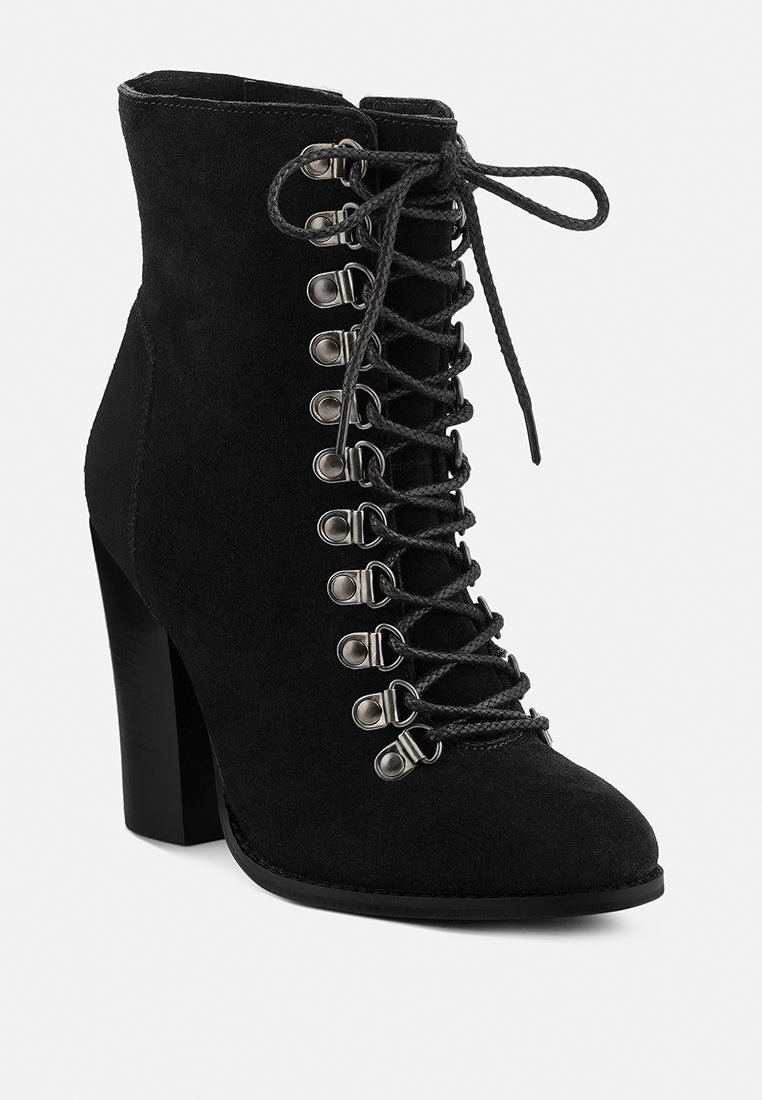  GOOSE-FEATHER Antique Black High Heeled Ankle Boot