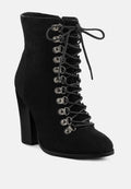  GOOSE-FEATHER Antique Black High Heeled Ankle Boot