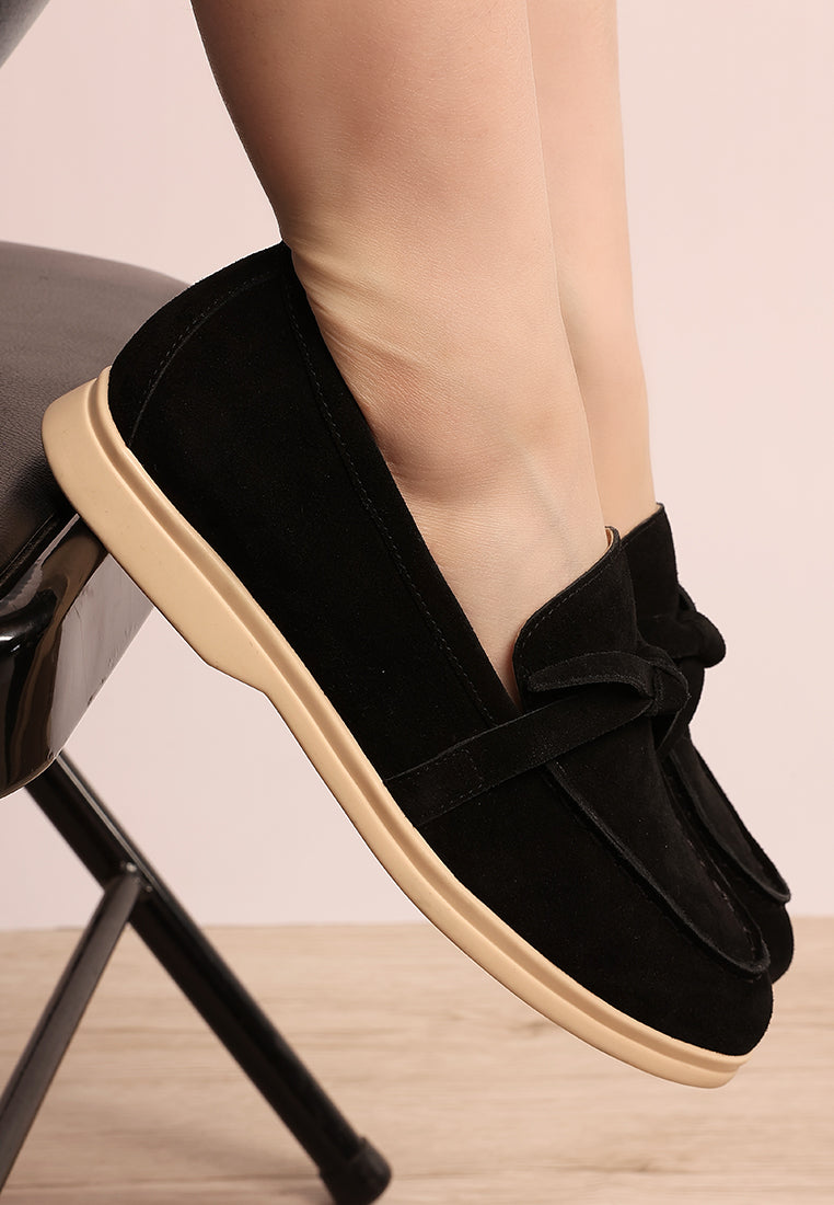  Nautica Genuine Suede Knot Detailed Loafers