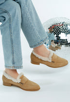  Allie Fur Trim Genuine Suede Loafers