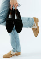  Allie Fur Trim Genuine Suede Loafers