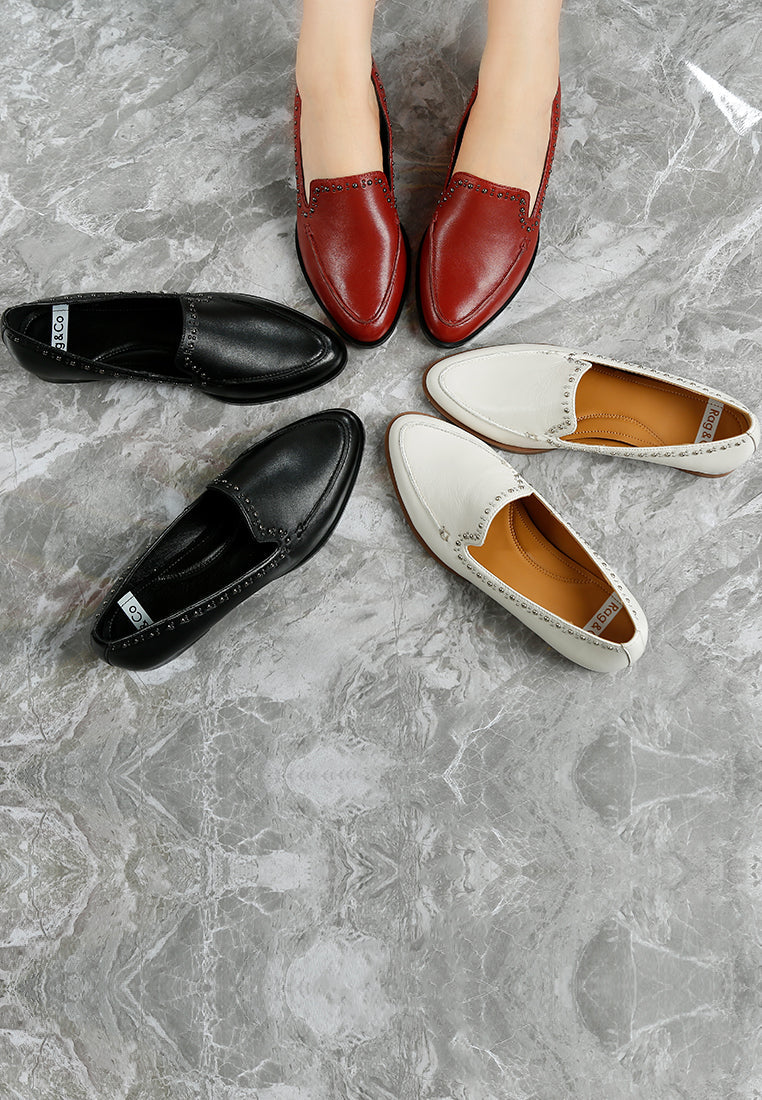  Wolferton Delicate Stud Detail Leather Loafers