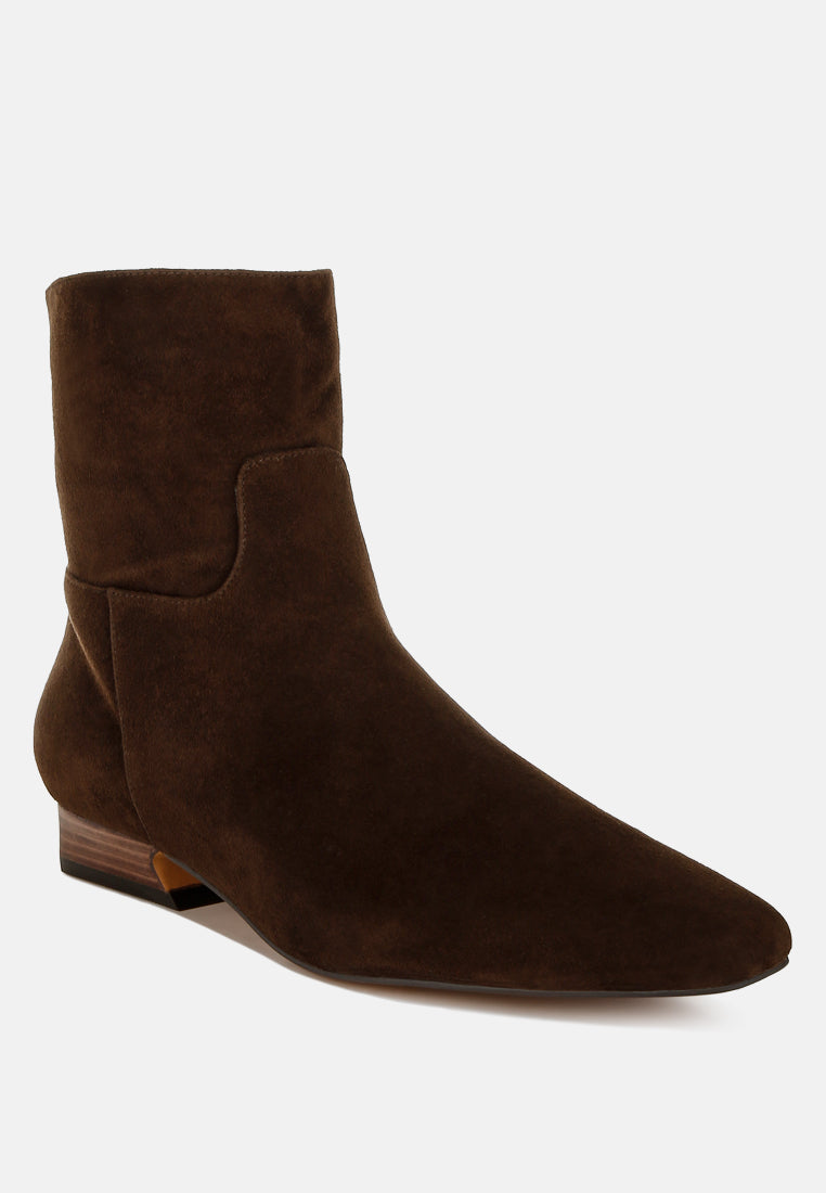  Hakra Flared Heel Suede Boots