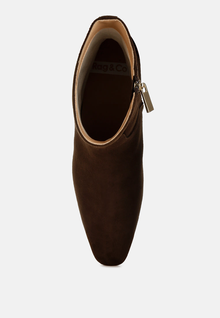  Hakra Flared Heel Suede Boots