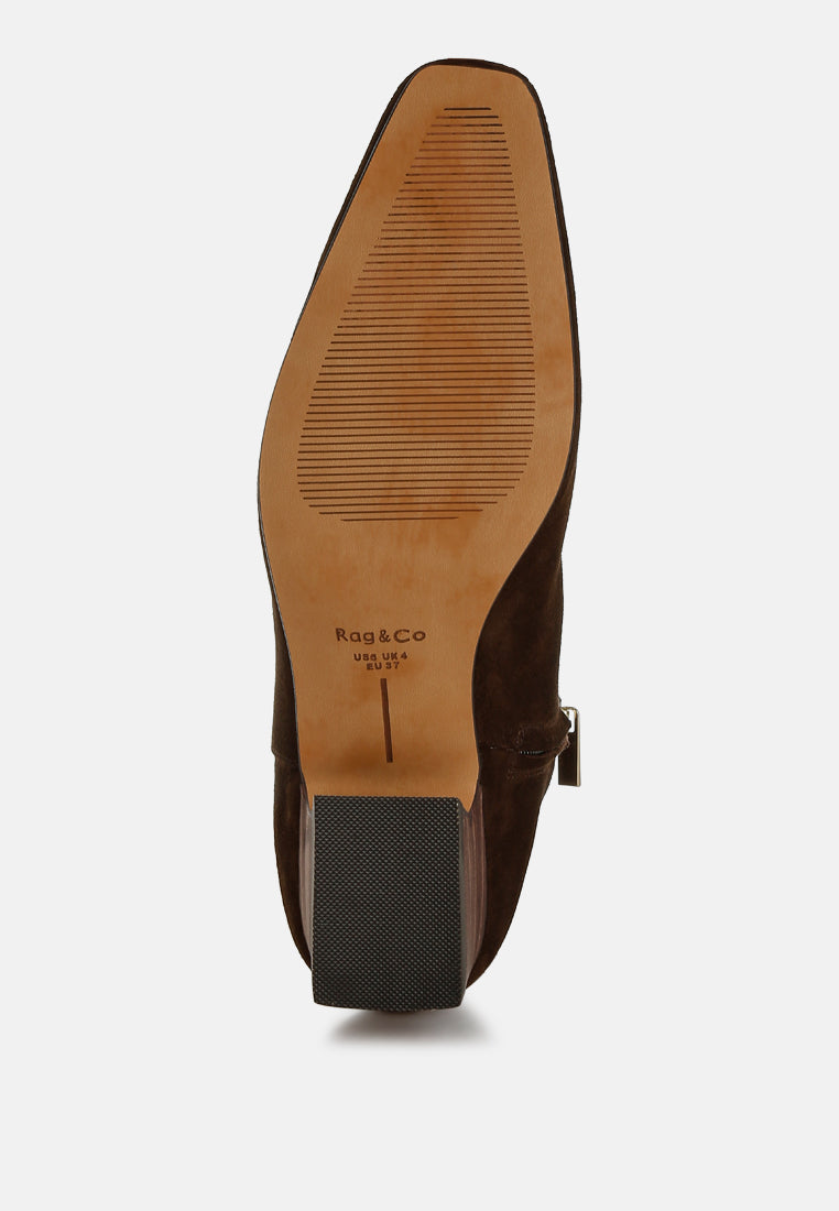  Hakra Flared Heel Suede Boots