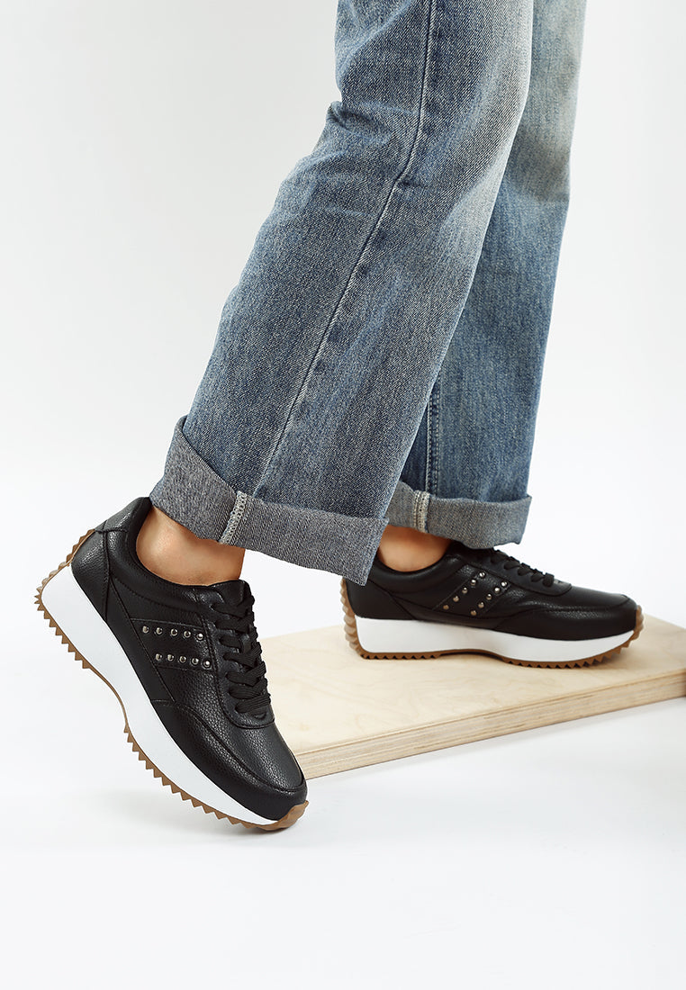  Athion Studded Real Leather Sneakers