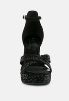  REGALIA Black Rhinestone Embellished Stiletto Sandals