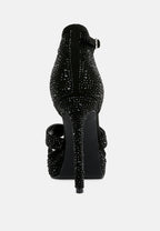  REGALIA Black Rhinestone Embellished Stiletto Sandals
