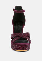  REGALIA Purple Rhinestone Embellished Stiletto Sandals