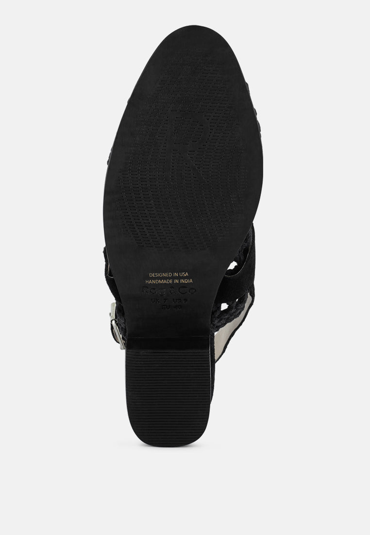  ROSALIE Black Block Heeled Sandal