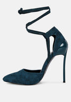  RULE-BREAKER Blue Lace Up Stiletto Sandals