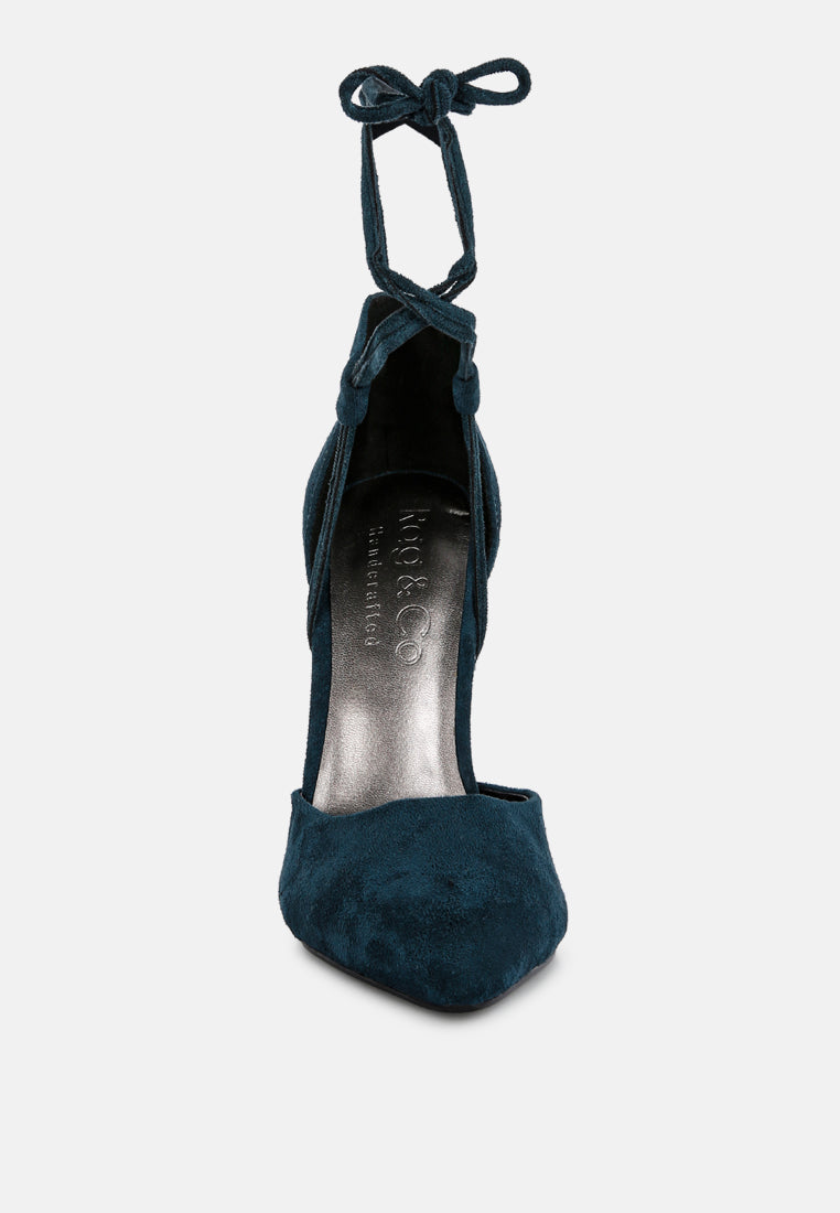  RULE-BREAKER Blue Lace Up Stiletto Sandals