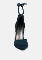  RULE-BREAKER Blue Lace Up Stiletto Sandals