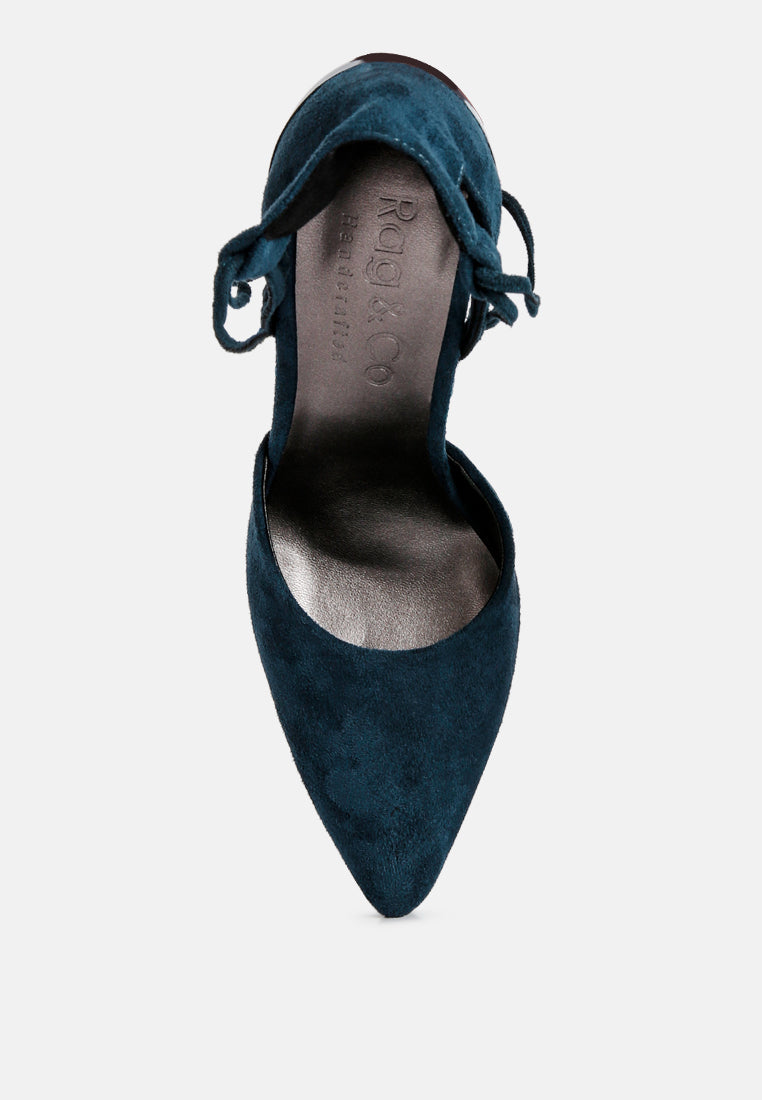  RULE-BREAKER Blue Lace Up Stiletto Sandals