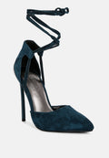  RULE-BREAKER Blue Lace Up Stiletto Sandals