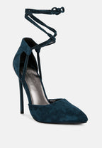  RULE-BREAKER Blue Lace Up Stiletto Sandals