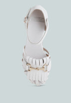  Ramita Horsebit Fringe Flat Sandals