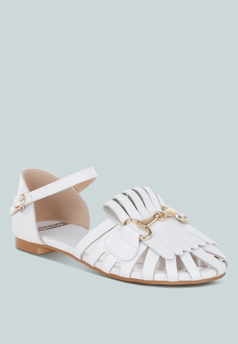  Ramita Horsebit Fringe Flat Sandals